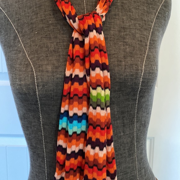 Missoni traditional print zigzag print thin tie scarf Made in Italy - Picture 2 of 10